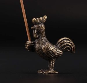 DMtse Brass Mini Antique Chicken Incense Holder Burner Statue Ornaments Meditation Seated Pose Attractive & Serene Small Figurine Collectible - Image 4