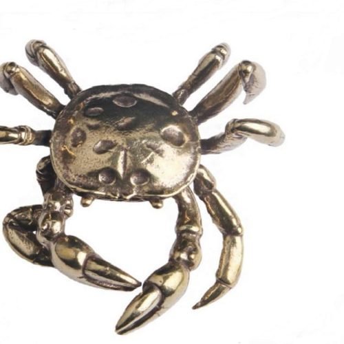 DMtse Handmade Brass Crab Decoration Statue Tea Pet Ornaments Home Gift