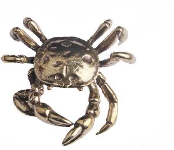 DMtse Handmade Brass Crab Decoration Statue Tea Pet Ornaments Home Gift