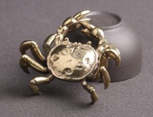 DMtse Handmade Brass Crab Decoration Statue Tea Pet Ornaments Home Gift：圖片 7