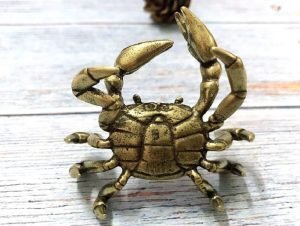 DMtse Handmade Brass Crab Decoration Statue Tea Pet Ornaments Home Gift：圖片 6