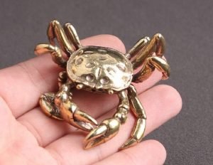 DMtse Handmade Brass Crab Decoration Statue Tea Pet Ornaments Home Gift：圖片 4