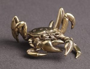 DMtse Handmade Brass Crab Decoration Statue Tea Pet Ornaments Home Gift：圖片 3