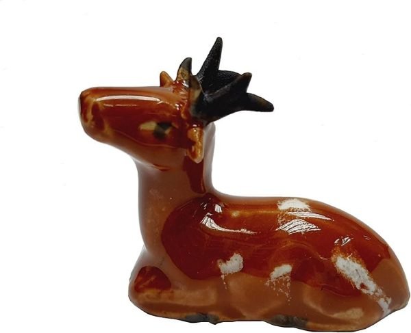 DMtse Ceramic Deer Statue Home Ornaments Porcelain Figurines Decoration for Happy Lucky Animal Sculpture Ceramic Collectibles Gift