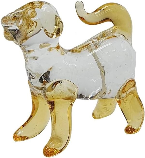 DMtse Glass Crystal Dog Decor Statue Ornament Figurine Collectibles Ornament Statue Animal Decoration Gift with Box