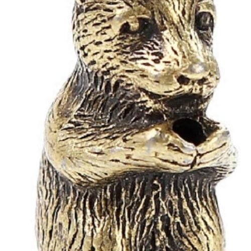 DMtse Brass Mini Antique Dog Statue Incense Holder Burner Ornaments Meditation Serene Statue Figurine Collectible
