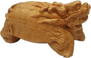 DMtse Hand Carved Natural Wood Lucky Dragon Turtle Statue Religious Sculpture Figurine for Avoiding Evil & Keeping Peace Gift Mascot：圖片 4