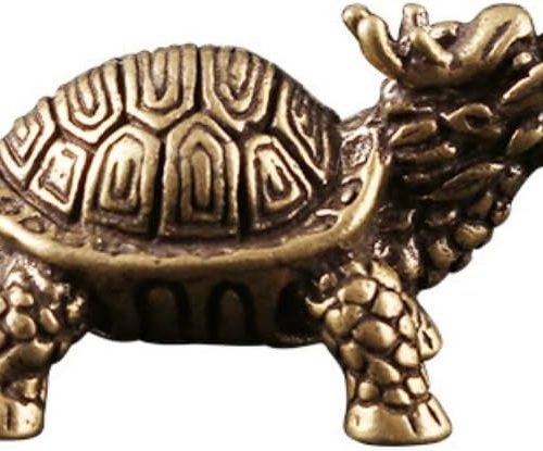 DMtse Chinese Feng Shui Brass Mini Dragon Turtle Decor Statue Figurines Sculpture Collectibles for Avoiding Evil & Keeping Peace Gift Mascot