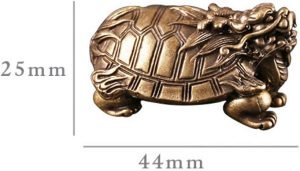 DMtse Chinese Feng Shui Brass Mini Cute Dragon Turtle Decor Statue Figurines Sculpture Collectibles for Avoiding Evil & Keeping Peace Gift Mascot - Image 4
