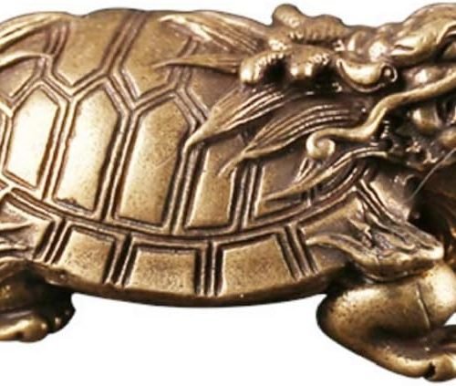 DMtse Chinese Feng Shui Brass Mini Cute Dragon Turtle Decor Statue Figurines Sculpture Collectibles for Avoiding Evil & Keeping Peace Gift Mascot