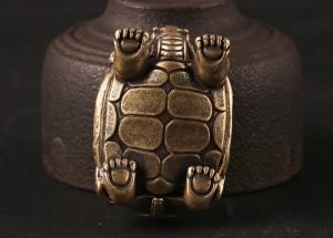 DMtse Chinese Feng Shui Brass Mini Cute Dragon Turtle Decor Statue Figurines Sculpture Collectibles for Avoiding Evil & Keeping Peace Gift Mascot - Image 2