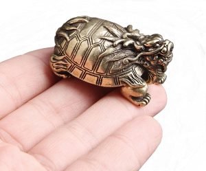 DMtse Chinese Feng Shui Brass Mini Cute Dragon Turtle Decor Statue Figurines Sculpture Collectibles for Avoiding Evil & Keeping Peace Gift Mascot - Image 7