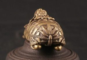 DMtse Chinese Feng Shui Brass Mini Cute Dragon Turtle Decor Statue Figurines Sculpture Collectibles for Avoiding Evil & Keeping Peace Gift Mascot - Image 5