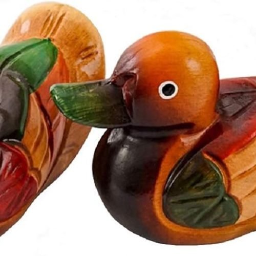 DMtse Feng Shui Wooden One Pair Mandarin Ducks for Love & Fidelity 2 Pcs Duck Figurine Home Ornament