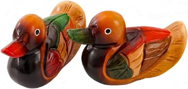 DMtse Feng Shui Wooden One Pair Mandarin Ducks for Love & Fidelity 2 Pcs Duck Figurine Home Ornament