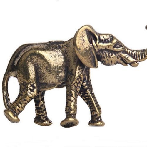 DMtse Chinese Feng Shui Brass Mascot Mini Elephant Decor Statue Figurines for Animal Sculpture of Good Lucky Collectibles Gift