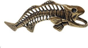 DMtse Chinese Brass Mini Fish Bone Decor Statue Figurines for Animal Sculpture Feng Shui for Good Luck and Prosperity Collectibles Gift - Image 4