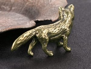 DMtse Brass Mini Adorable Animal Fox Decor Statue Figurines for Animal Sculpture Arts Table Centerpiece Home Gifts - Image 3