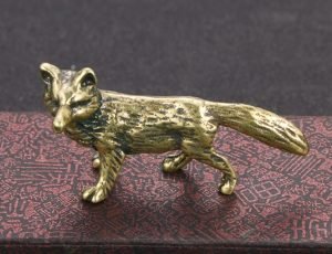 DMtse Brass Mini Adorable Animal Fox Decor Statue Figurines for Animal Sculpture Arts Table Centerpiece Home Gifts - Image 2