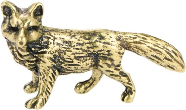 DMtse Brass Mini Adorable Animal Fox Decor Statue Figurines for Animal Sculpture Arts Table Centerpiece Home Gifts