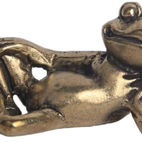 DMtse Brass Leisure Life Frog Statue Figurines Home Decoration for Cute Animal Sculpture of Good Blessing Collectibles Gift