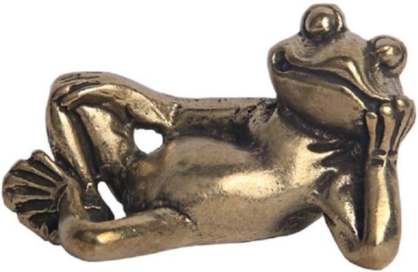 DMtse Brass Leisure Life Frog Statue Figurines Home Decoration for Cute Animal Sculpture of Good Blessing Collectibles Gift