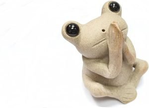 DMtse Handmade Ceramic Zen Meditation Frog and Lotus Leaf Tray Stick Incense Burner Holder Frog Cute Animal Statue Blessing Home Decoration：圖片 5