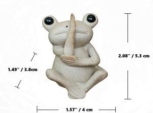 DMtse Handmade Ceramic Mindfulness Meditation Frog and Lotus Leaf Tray Stick Incense Burner Holder Yoga Poses Frog Cute Animal Statue Peace Blessing Home Decoration：圖片 5
