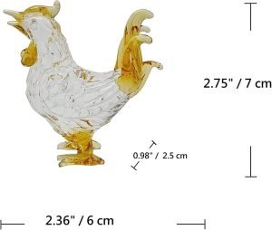 DMtse Glass Crystal Mini Antique Cute Chicken Statue Ornament Figurine Collectible Ornament Statue Animal Decoration with Box：圖片 6