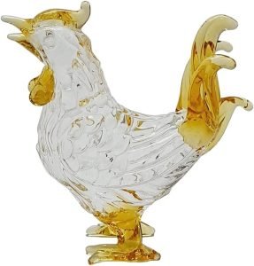 DMtse Glass Crystal Mini Antique Cute Chicken Statue Ornament Figurine Collectible Ornament Statue Animal Decoration with Box：圖片 3