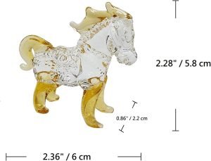 DMtse Glass Crystal Mini Cute Horse Decor Statue Ornament Figurine Collectibles Ornament Statue Animal Decoration Gift with Box：圖片 2