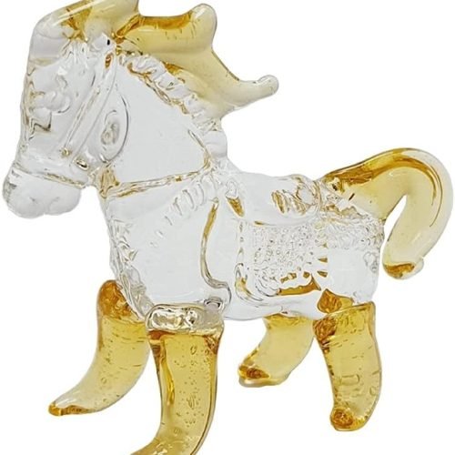 DMtse Glass Crystal Mini Cute Horse Decor Statue Ornament Figurine Collectibles Ornament Statue Animal Decoration Gift with Box
