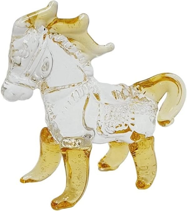 DMtse Glass Crystal Mini Cute Horse Decor Statue Ornament Figurine Collectibles Ornament Statue Animal Decoration Gift with Box