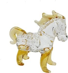 DMtse Glass Crystal Mini Cute Horse Decor Statue Ornament Figurine Collectibles Ornament Statue Animal Decoration Gift with Box：圖片 3