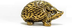 DMtse Brass Mini Adorable Animal Hedgehog Decor Statue Figurines for Animal Sculpture Collectibles Gift：圖片 3