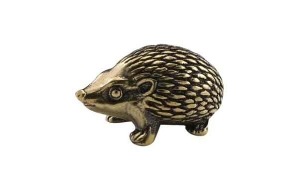 DMtse Brass Mini Adorable Animal Hedgehog Decor Statue Figurines for Animal Sculpture Collectibles Gift