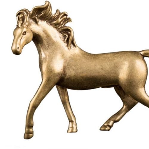 DMtse Chinese Feng Shui Brass Mini Horse Decor Statue Figurines for Animal Sculpture Collectibles Gift ( Horse Male )