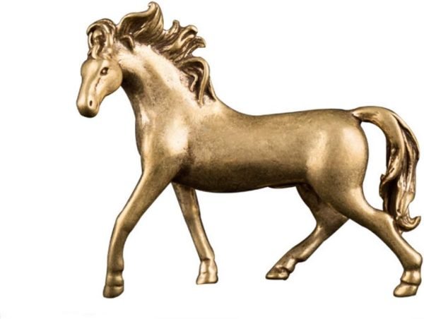 DMtse Chinese Feng Shui Brass Mini Horse Decor Statue Figurines for Animal Sculpture Collectibles Gift ( Horse Male )