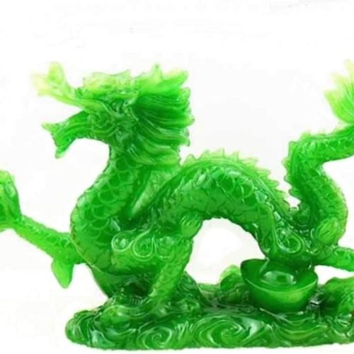 DMtse Chinese Feng Shui Dragon Lucky Jade Color Figurine Statue for Luck & Success 4 inch Long