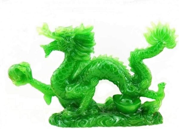 DMtse Chinese Feng Shui Dragon Lucky Jade Color Figurine Statue for Luck & Success 4 inch Long