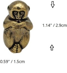 DMtse Brass Mini Antique Monkey Statue Ornaments Meditation Seated Pose Attractive & Serene Small Monkey Statue Figurine：圖片 3