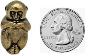 DMtse Brass Mini Antique Monkey Statue Ornaments Meditation Seated Pose Attractive & Serene Small Monkey Statue Figurine：圖片 7