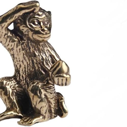 DMtse Brass Mini Antique Monkey Statue Ornaments Meditation Seated Pose Attractive & Serene Small Monkey Statue Figurine