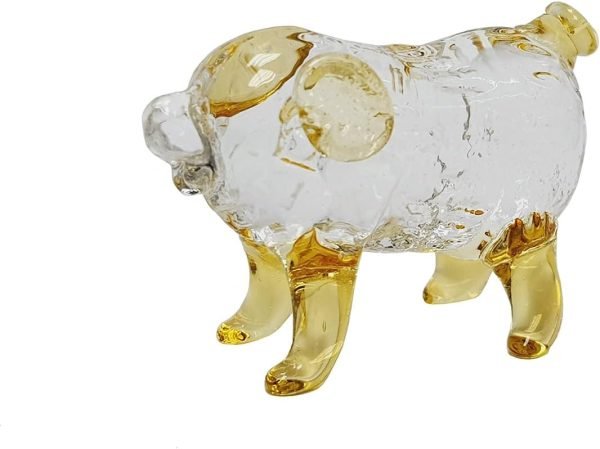DMtse Glass Crystal Pig Decor Statue Ornament Figurine Collectibles Ornament Statue Animal Decoration Gift with Box