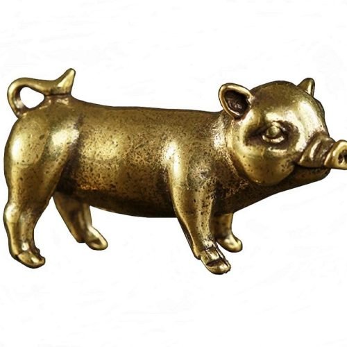 DMtse Chinese Feng Shui Brass Mini Pig Decor Statue Figurines for Animal Sculpture Collectibles Gift