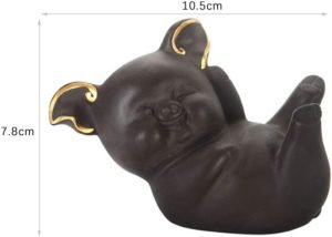 DMtse Cute Happy Lucky Pig Zisha Ceramic Figurines for Home Decor Living Room Bedroom Office Decoration Bookshelf TV Stand Decoration Tea Ceremony Sculptures Collection：圖片 2