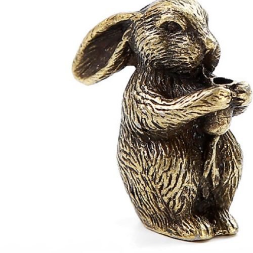 DMtse Brass Mini Antique Rabbit Statue Incense Holder Burner Ornaments Meditation Serene Statue Figurine Collectible