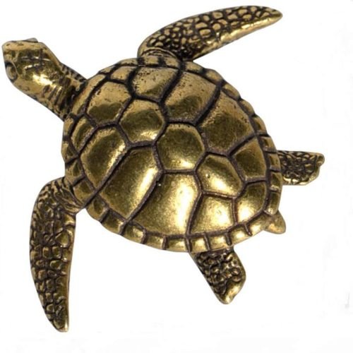 DMtse Brass Mini Longevity Sea Turtle Statue Figurines Sculpture Ornaments Collectibles of Good Health Good Lucky for Long Life Mascot Lucky Gift