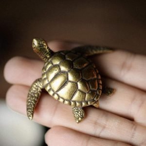 DMtse Brass Mini Longevity Sea Turtle Statue Figurines Sculpture Ornaments Collectibles of Good Health Good Lucky for Long Life Mascot Lucky Gift：圖片 4