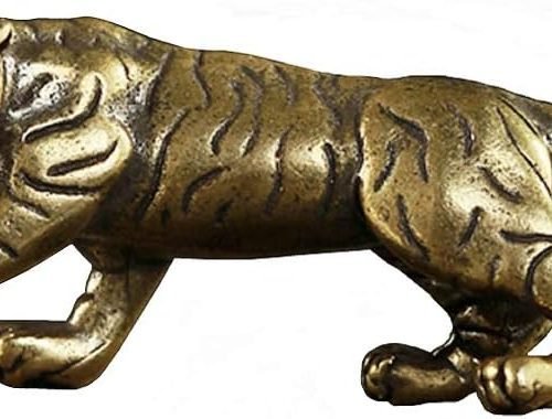 DMtse Chinese Feng Shui Brass Mini Tiger Decor Statue Figurines for Animal Sculpture Collectibles Gift